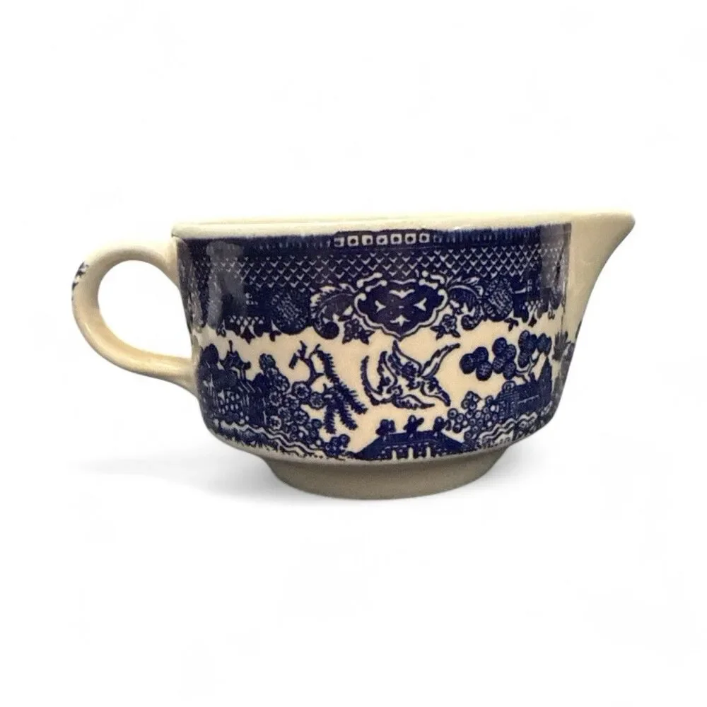Blue Willow Sugar Bowl No Lid and Creamer Vintage Unmarked